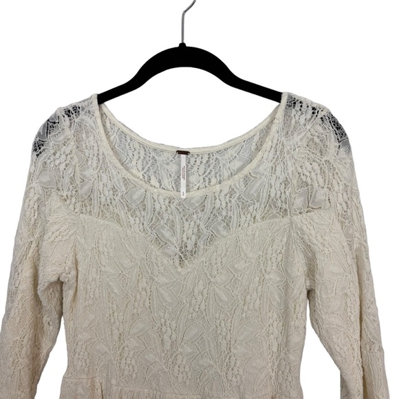 Free People Dress Shake it Up Crochet Lace Cutout Mini Size‎ S Boho Ivory - Picture 7 of 7